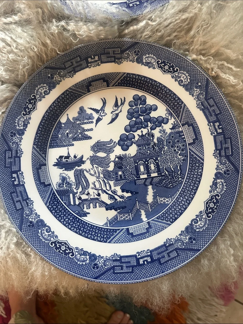 Johnson Brothers Blue & White Willow Pattern Dinner Plates - Set of 4 10.25